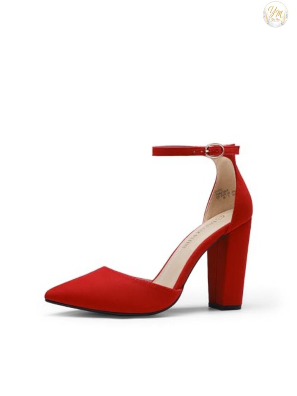 Women's High Heels Chunky Pumps Pointed Toe Ankle Strap Wedding Dress Shoes